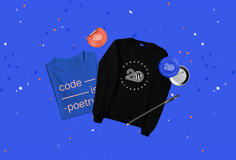 "Celebrate 20 Years of WordPress with Limited Edition Swag from the Reopened Mercantile" - Credit: WPTavern