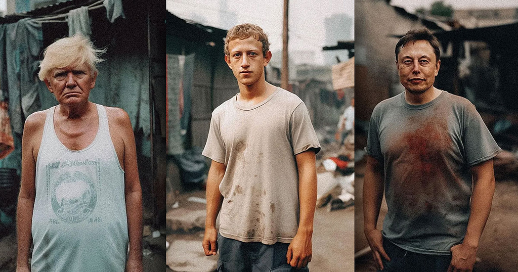 AI Shows What Mark Zuckerberg Would Look Like Living In Poverty - Credit: Futurism