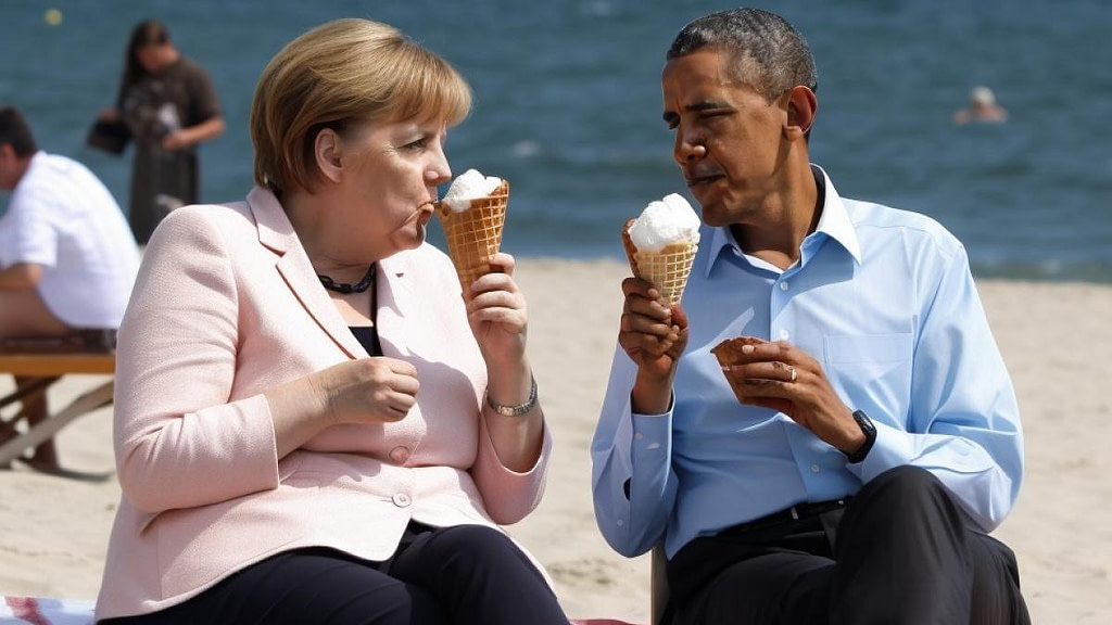 AI-Generated Images Capture Barack Obama and Angela Merkel Enjoying a Day at the Beach - Credit: India Today