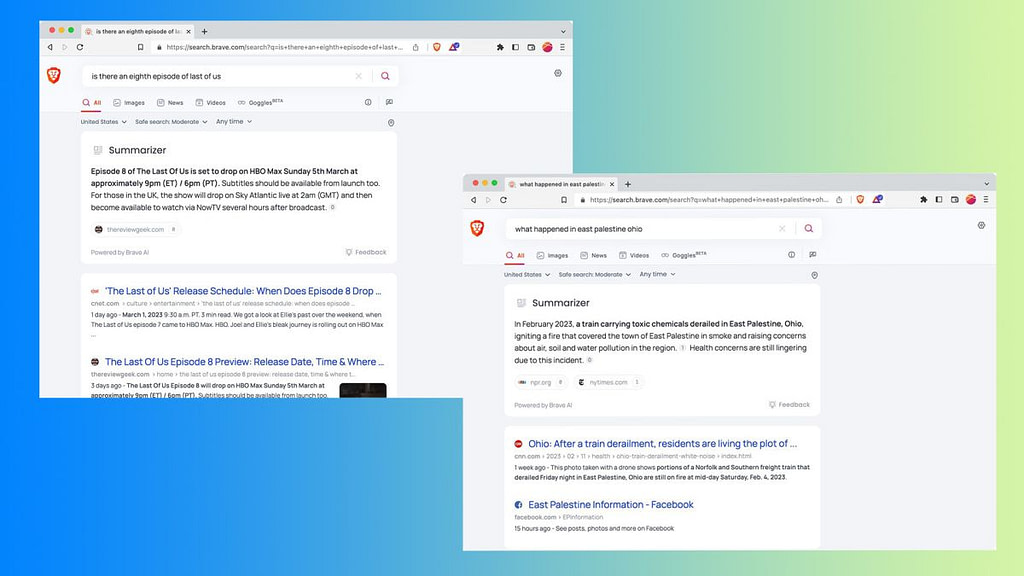 Brave Summarizer Challenges Bing and ChatGPT in AI Search Results Competition - Credit: TechRadar