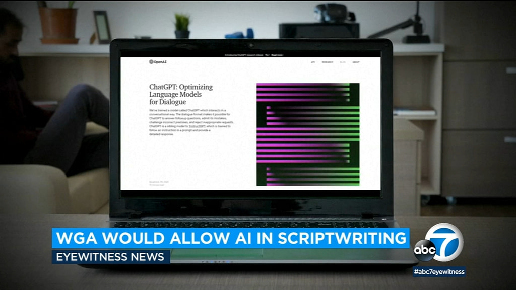 Writers Guild of America Approves AI for Screenwriting Under Certain Regulations - Credit: ABC7