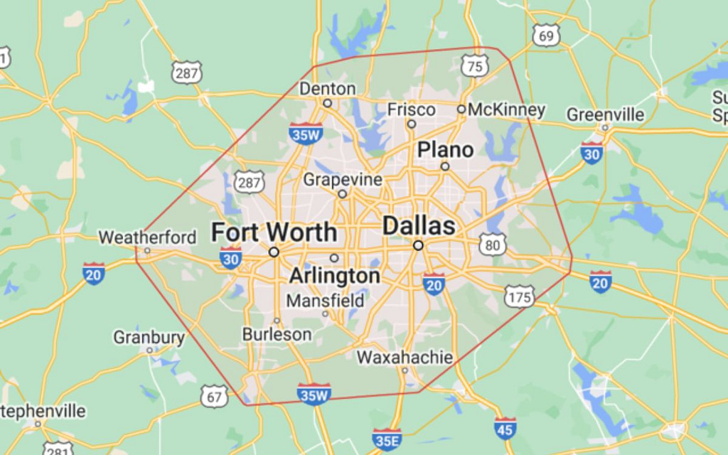 A map showing the location of Fort Worth