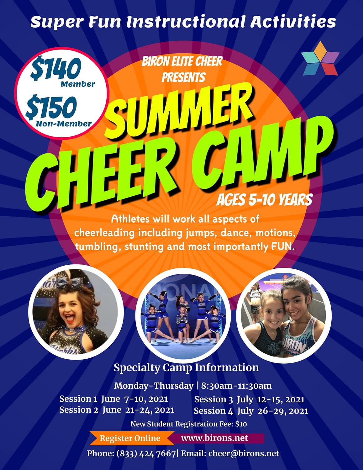 Summer Cheer Camp 2021 – Birons Youth Sports Center | Gymnastics, Cheer ...