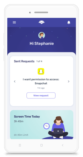 screen shot of the child app on a phone