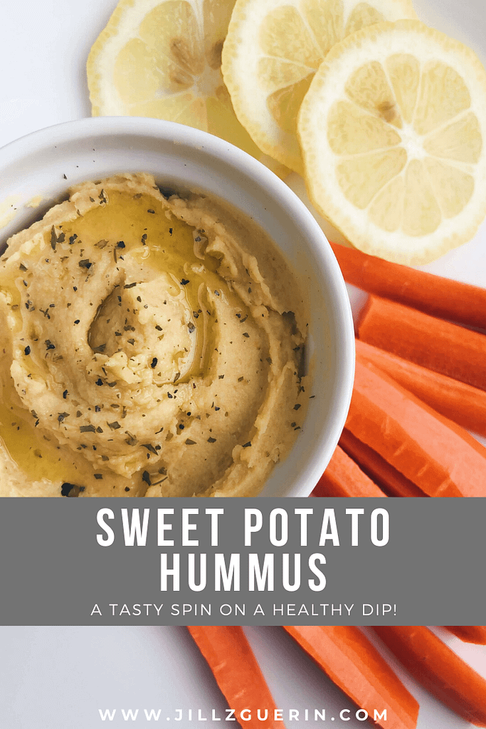 Sweet Potato Hummus: This fun dip is a tasty spin on a healthy staple! #healthyrecipe #hummus | www.jillzguerin.com