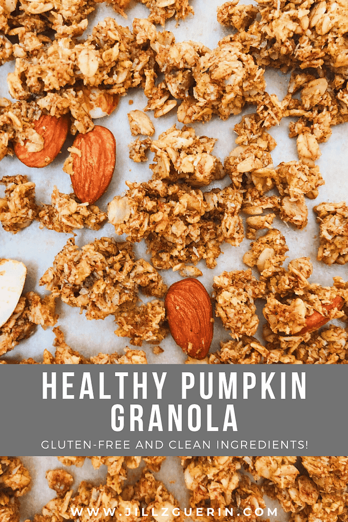 Healthy Pumpkin Granola: A gluten-free granola filled with delicious fall flavors! #healthygranola #pumpkin | www.jillzguerin.com