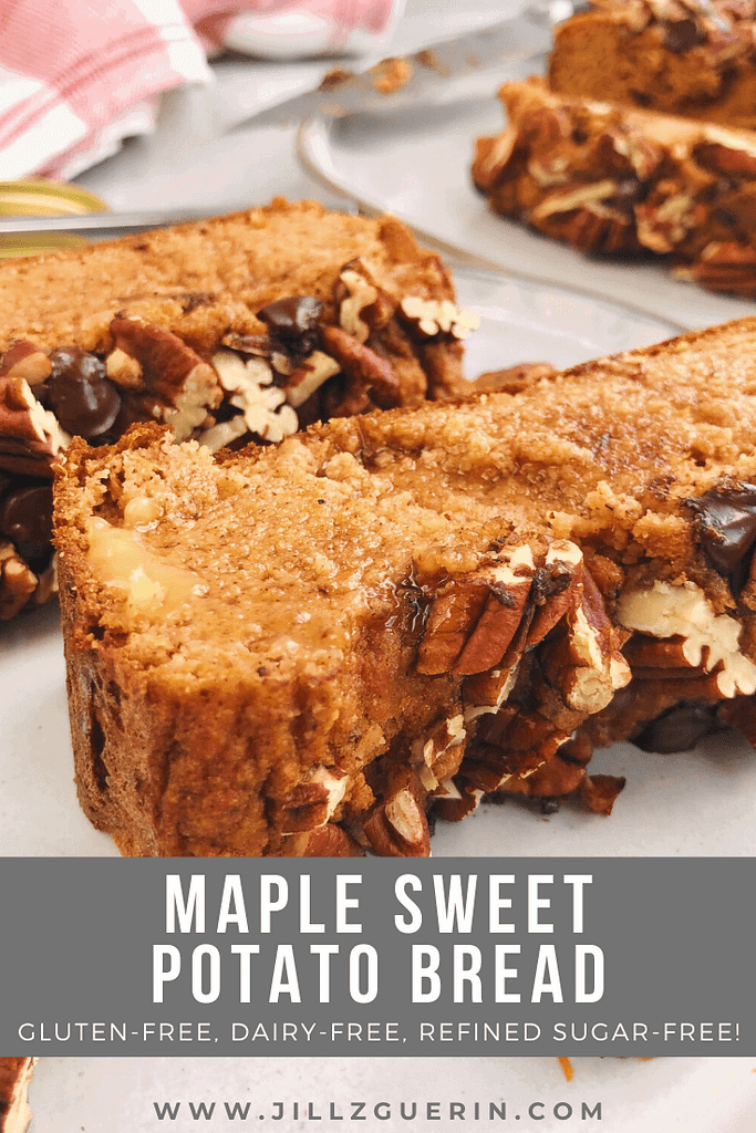 Maple Sweet Potato Bread: Gluten-free, dairy-free, refined sugar-free and so moist and delicious. #healthydessert #healthybaking | www.jillzguerin.com