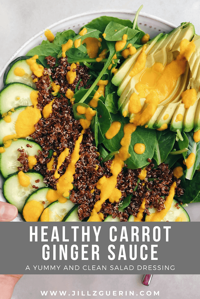 Healthy Carrot Ginger Sauce: A yummy and flavorful sauce to add to salads and much more! #healthydressing #healthyrecipe | www.jillzguerin.com