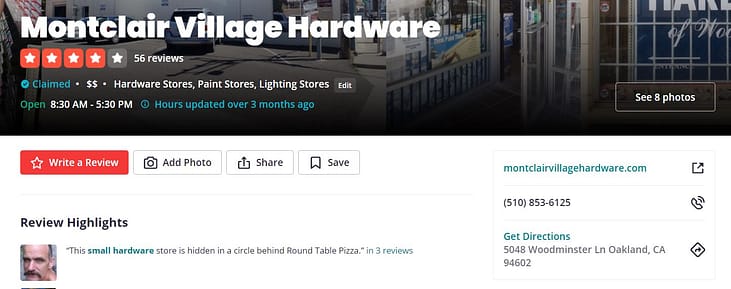 Yelp: Oakland’s 8 Best Resources For After Your Move 3 Montclair Village Hardware_Oakland Hardware Yelp