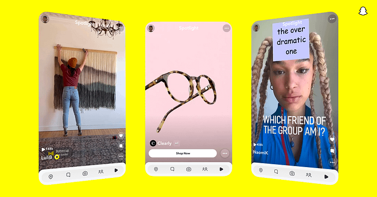 Snap announces tests of sponsored links in My AI, new ad products for Spotlight and Stories - Credit: TechCrunch