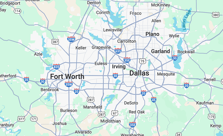 google map of the dallas fort worth metroplex