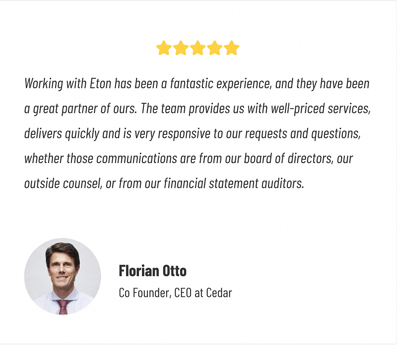 A screenshot of review from Eton customer