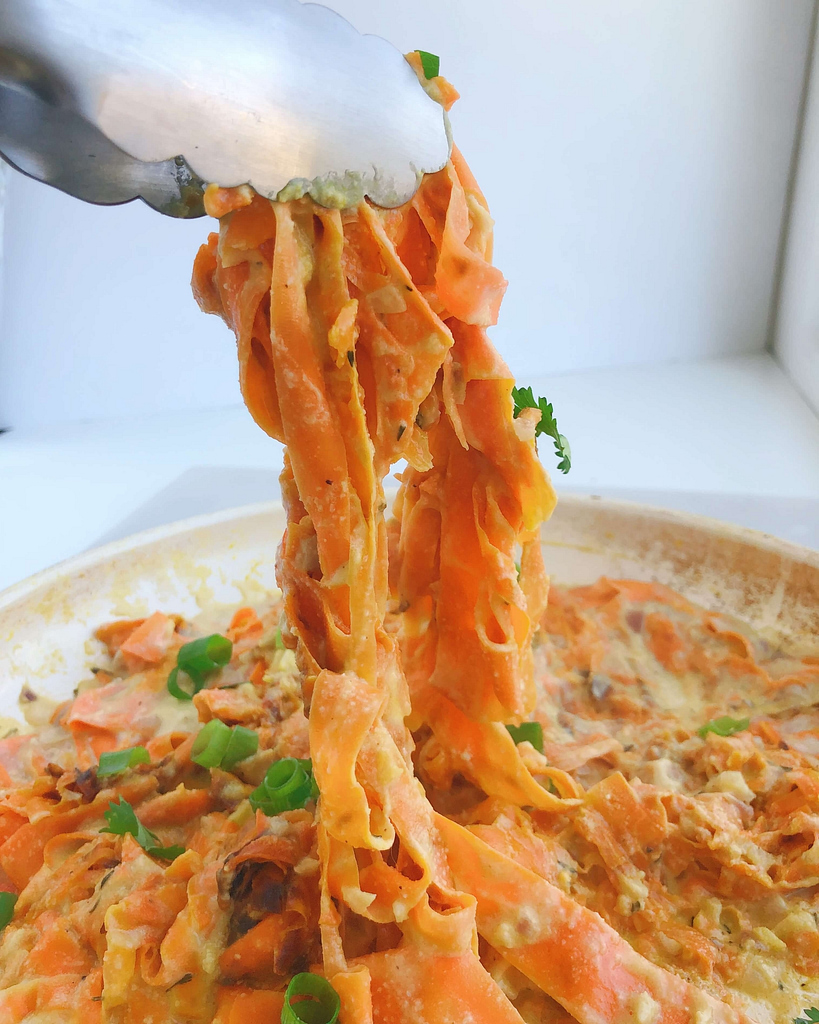 Carrot Coconut Pasta: A nutrient-filled side dish that's still so cozy and grounding. #healthyfood | www.jillzguerin.com