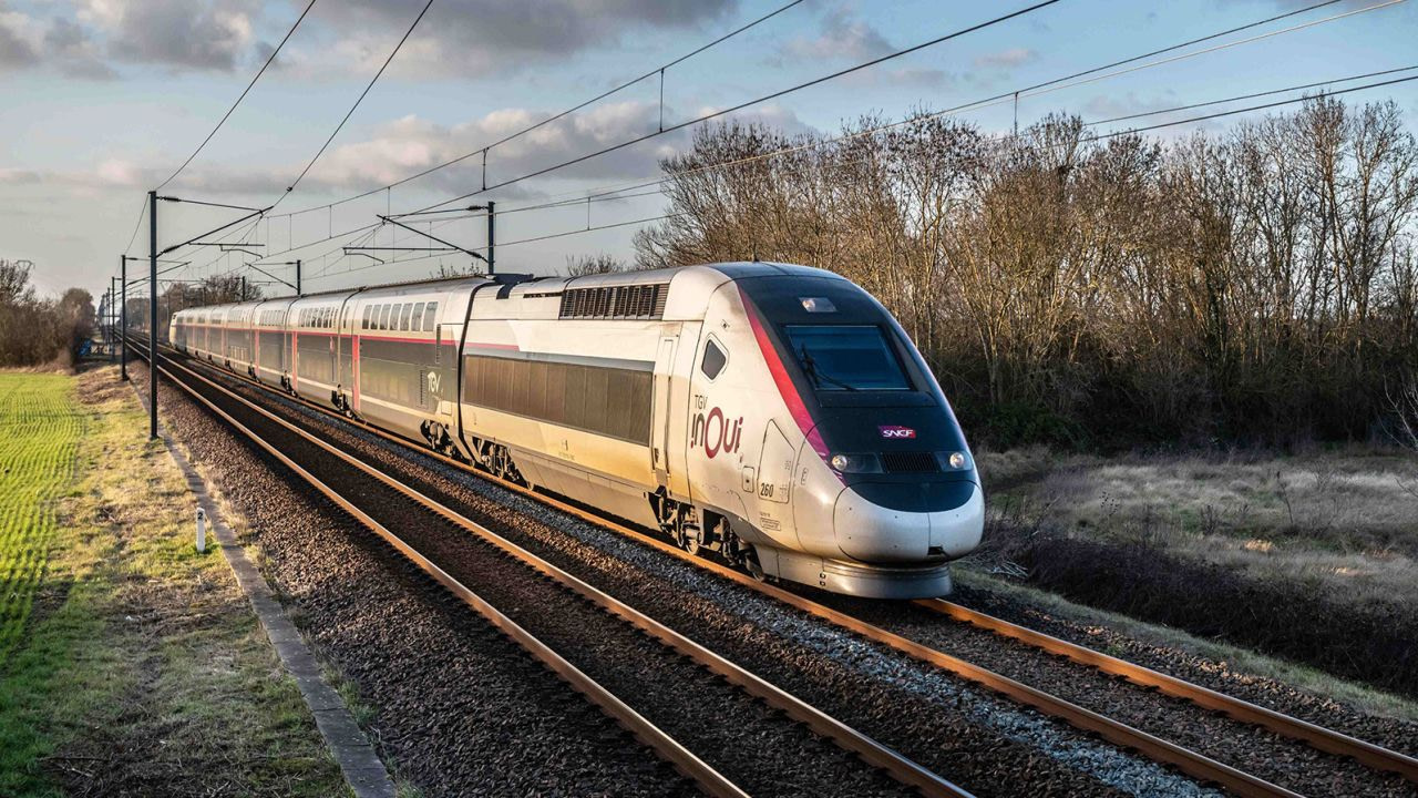 French high-speed train the TGV Duplex, built in the 1990s, has a maximum speed of 186 miles per hour.