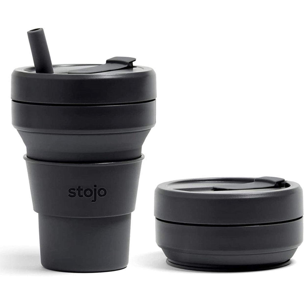 Stojo collapsible reusable cup with straw 