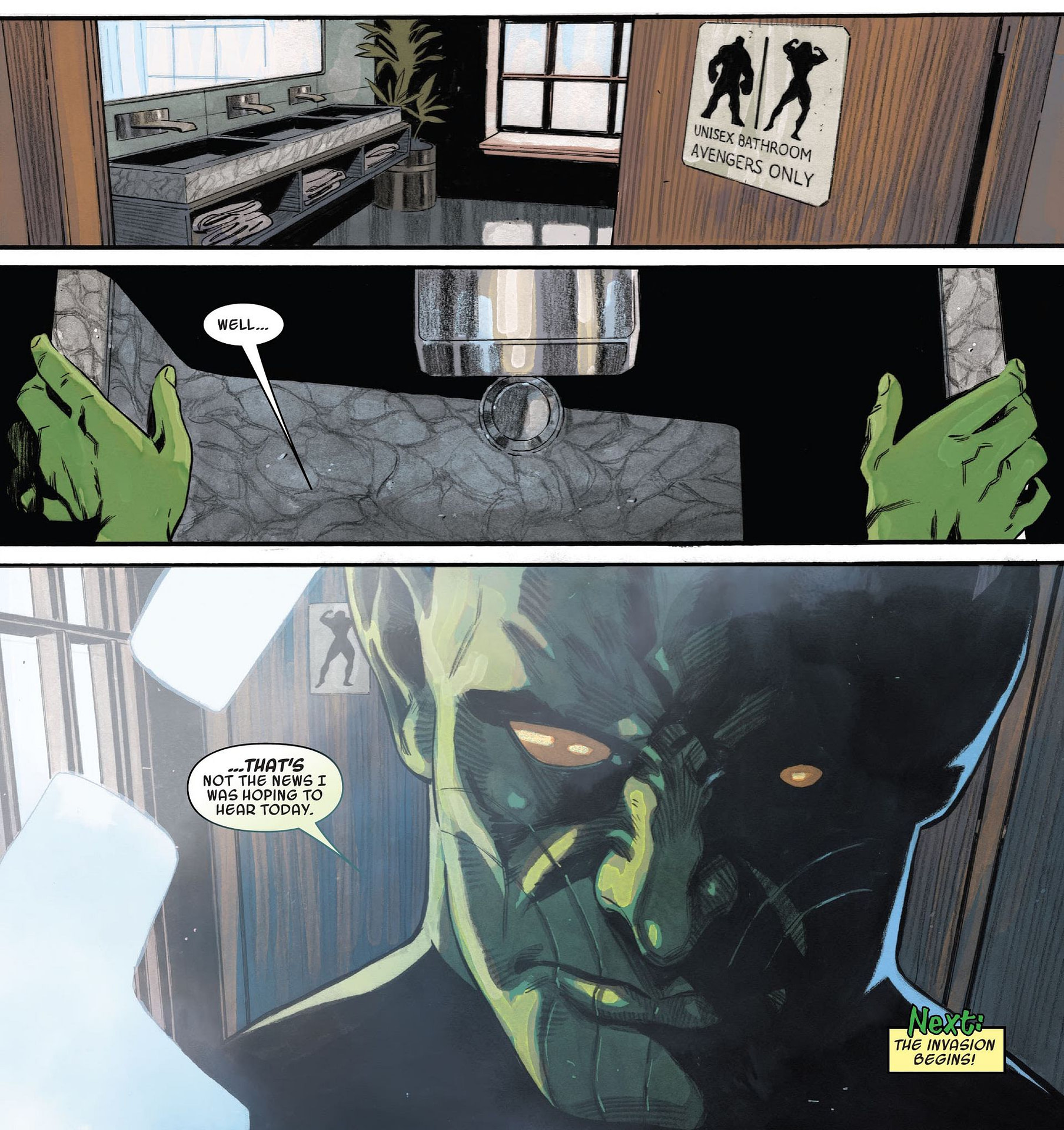 There’s a Skrull in the Avengers’ unisex bathroom