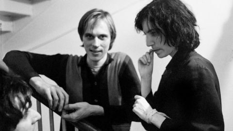Patti Smith backstage with Tom Verlaine of Television before performing at the event 