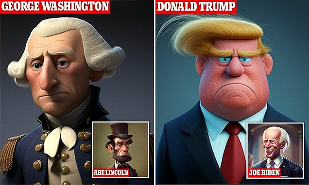 AI Reimagines 46 US Presidents as Pixar Characters - Credit: Daily Mail