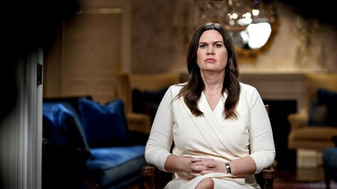 Arkansas Gov. Sarah Huckabee Sanders waits to deliver the Republican response to President Biden's State of the Union address in Little Rock, Arkansas.