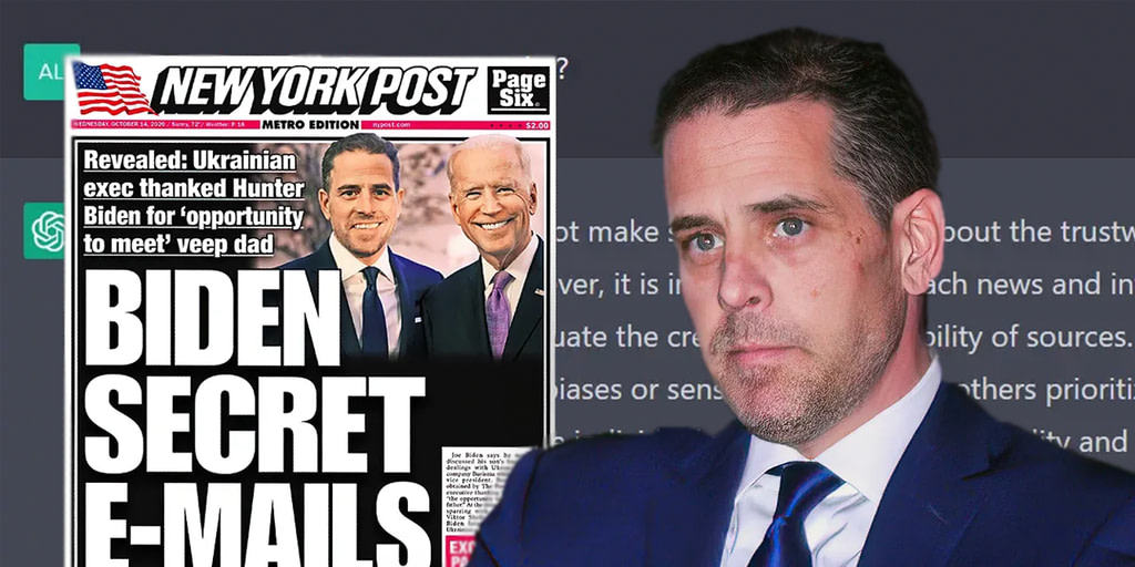 ChatGPT AI Allegedly Displays Liberal Bias After Refusing to Compose New York Post Content on Hunter Biden - Credit: Fox News