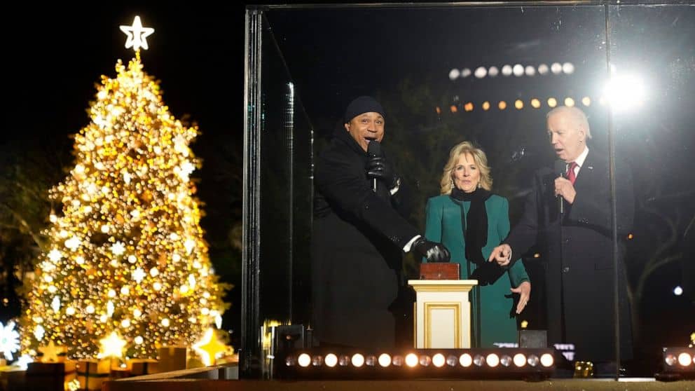 National Christmas Tree blazes to life with Biden lighting